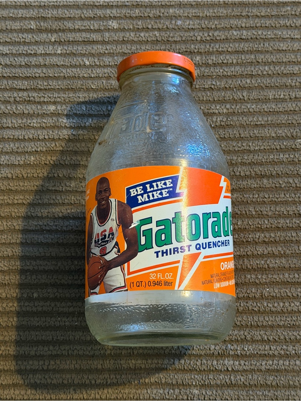 Vintage Gatorade 'Be Like Mike' Bottle - Orange Label